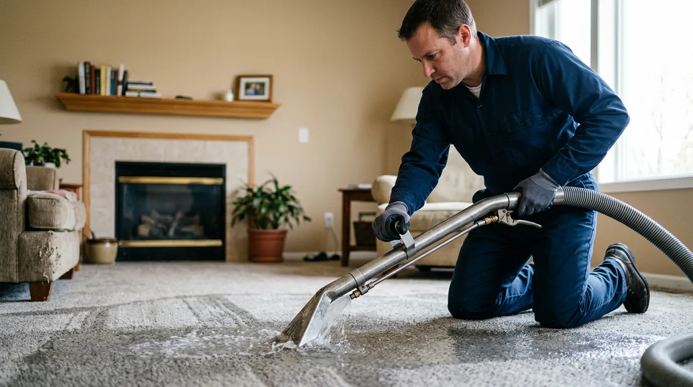 Water damage restoration technician working near Manchester, WA
